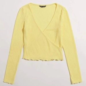 SHEIN yellow crop top long sleeve